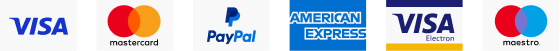 Visa, Mastercard, PayPal, American Express